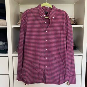J Crew Blue Red Gingham Plaid Button Down Shirt